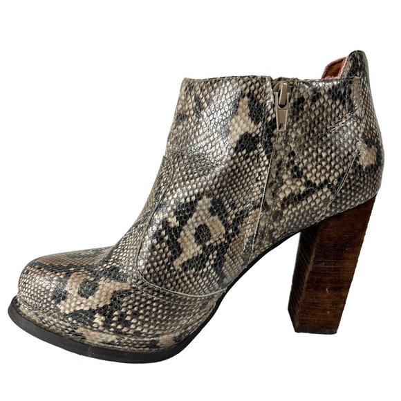 Jeffrey Campbell Ibiza Desmond Leather Heeled Ankle Booties Snakeskin Size 8.5 - Picture 6 of 11